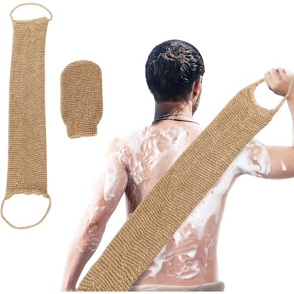2 stk. Jute Eksfolierende Handsker og Jute Rygvask Rem, Ryg E