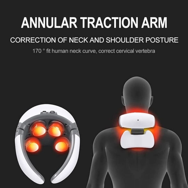 4D Intelligent Nakke Magnetisk Nakke Skulder Massager Elektrisk Puls Opvarmet Træthed Smertelindring Slap af Cervikal Infrarød Massager