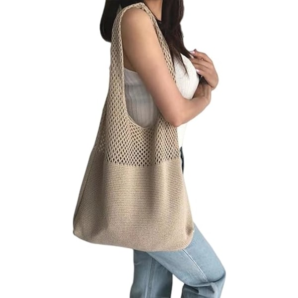 1 st Khaki Canvas Axelväska Designer Stickade Handväskor Dam Lar