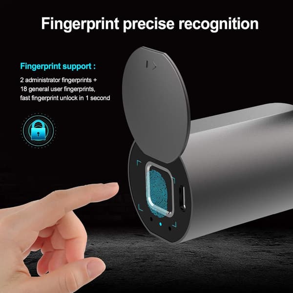 Cykellås, Smart Digital Fingerprint, 1,5m Keyless Rostfritt Stål