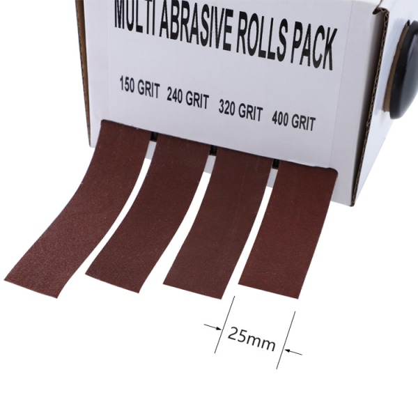 Set med 4 sandpappersrullar med infällbar smärgelpappersdispenser f