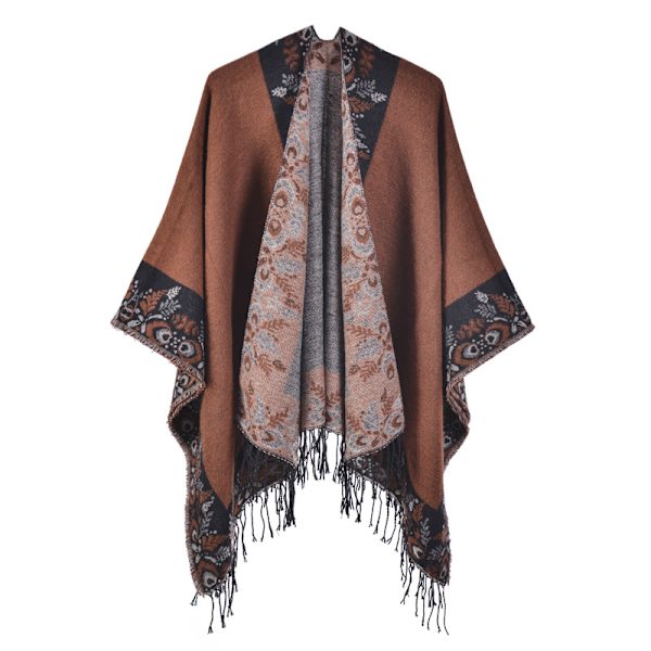 Orange Sjal Dam Mode Gata Jacquard Split Varm Rock Utomhus