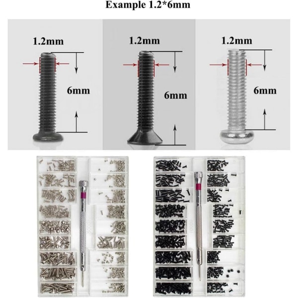 Brilleskruer 2 bokser Brillereparasjonssett Micro Mini Screws Kit 1