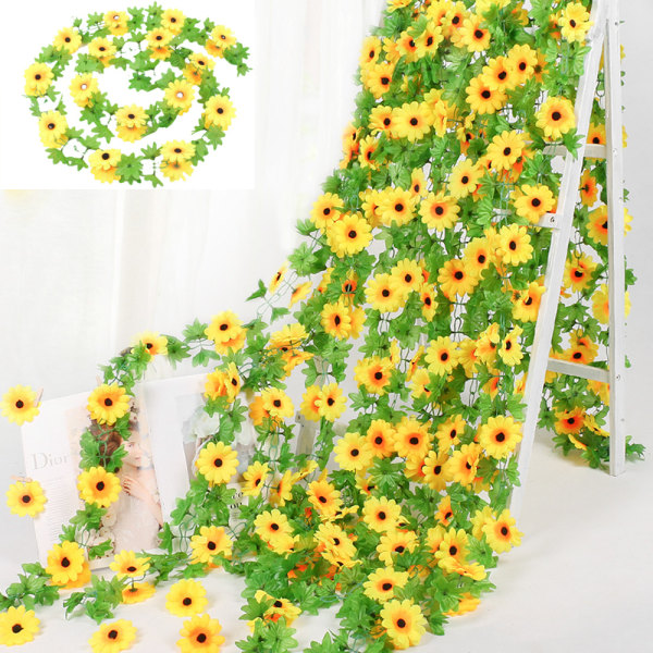 8 stk kunstige solsikkegirlander Solsikkevin kunstige blomster