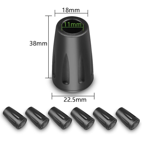 6 stk / 3 par gummiprotektorens spisser for nordiske gangstaver