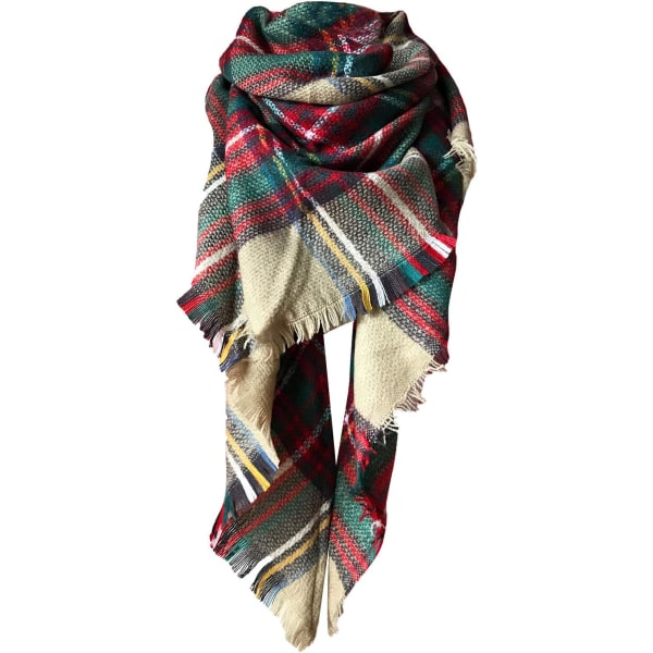 Vintertriangelscarf för kvinnor med klassisk pläd, lång varm sjal