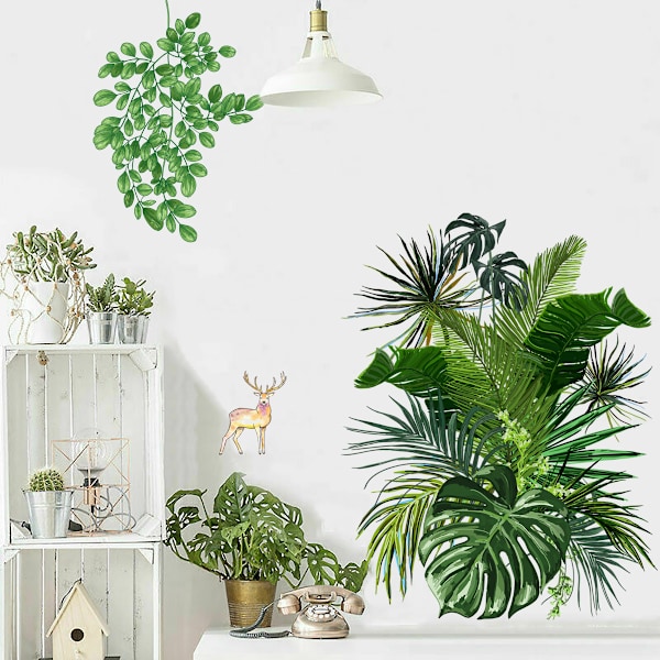 DIY veggklistremermerke tropiske planteblader palmetre veggmalerier flyttbare W