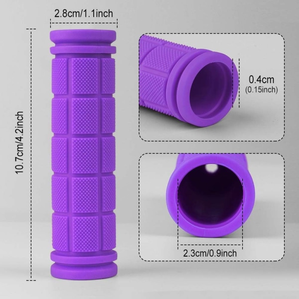 Par med ergonomiske sykkelgrep i myk, sklisikker gummi, lilla