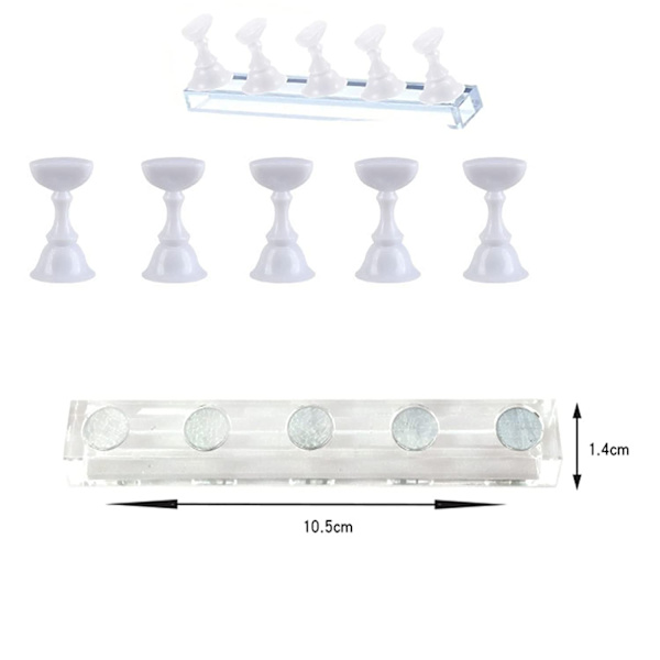 2 stk. Akryl Fingernegl DIY Nail Art Display Stand Træningsfin