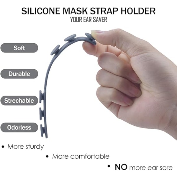 Silicone mask extender, soft extension strap, ear hook, mask buck