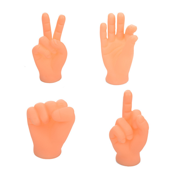 Paket med 6 små fingerhänder, platta handdockor i miniatyrstorlek,
