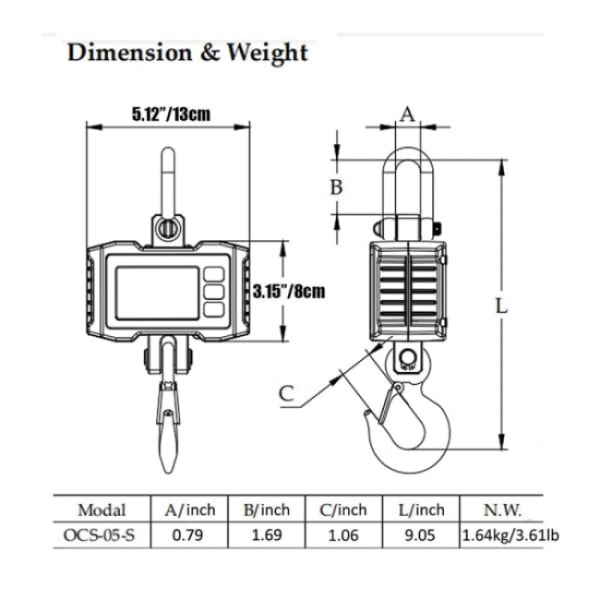 Digital hängvåg 1 000 kg/2 200 lb Industrial Heavy Duty Crane S