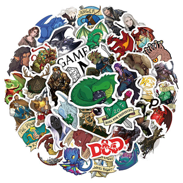 50 stk Dungeons & Dragons OL graffiti klistremerker for bærbar PC, bil, tr