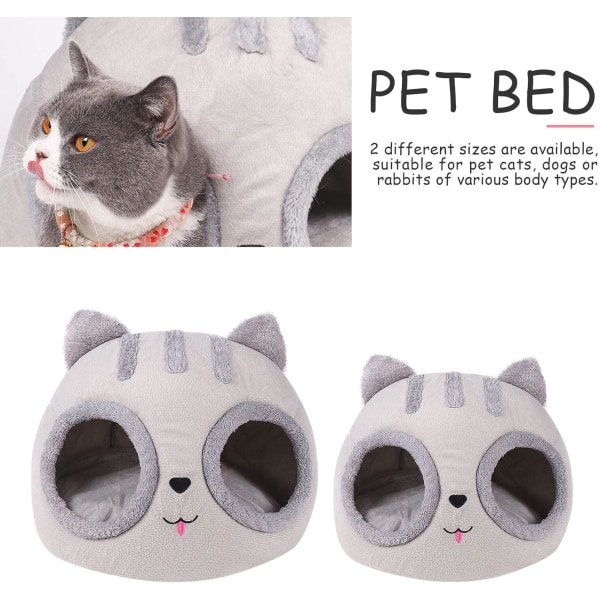 Kattkorg – mjuk och tvättbar filt – katthuvudform – bekväm hundkoja med mjuk, tvättbar säng 38*38*35cm