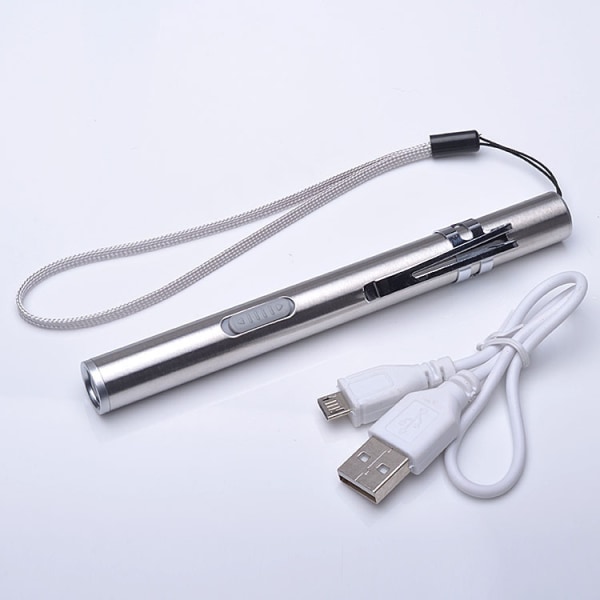 LED USB-penna ficklampa Mini diagnostisk medicinsk penna ficklampa, Stainle