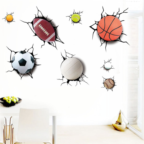3D Simulerad Wall Breaking Basket Fotboll Cartoon Wall Stick