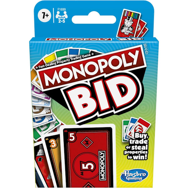 Monopolys budgivningsspel, snabbt kortspel för 4 spelare, spel f