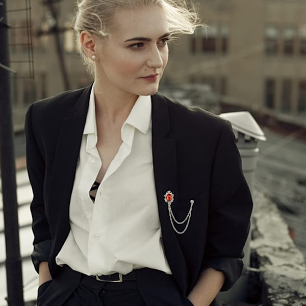 4 st Gem Brosch Lapel Pin Kedja För Herr Kostym Kvast Krage Kedjor