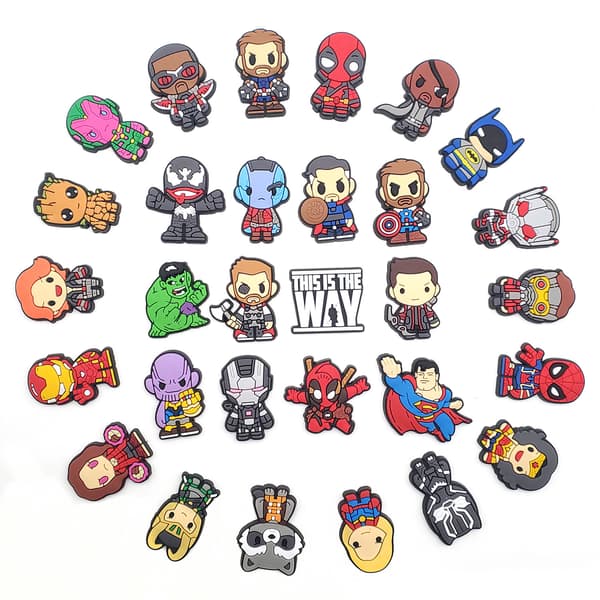 30 Marvel Suit Series Sko Croc Blomstersko Spenne Myk Gummi R