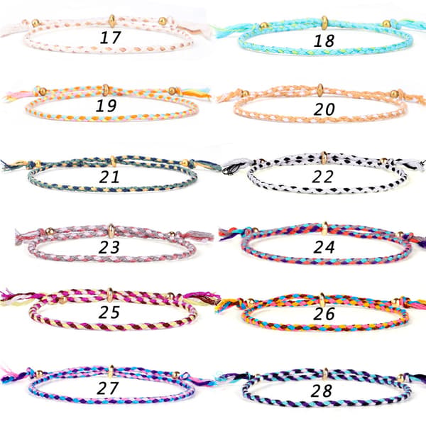 Flätad Armband, Färgglada Handgjorda String Wrap Armband, Justerbar