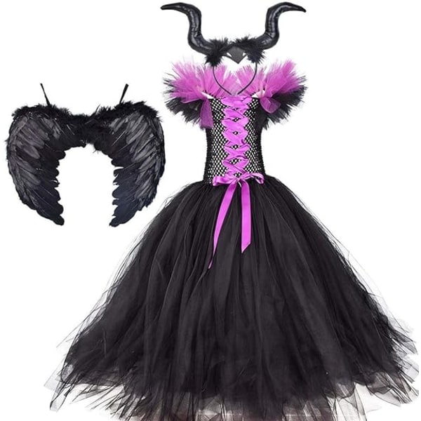 OBEEII Maleficent Costume Girls Halloween Carnival Tutu Dress wit