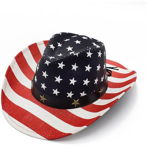 Cowboyhattar, Klassisk Amerikansk Flagga Sommar Solhatt Western Cowboy H