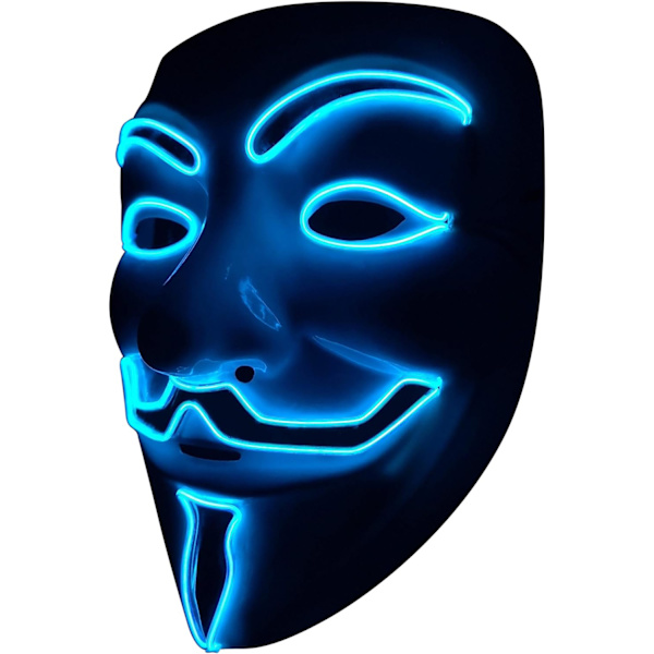 LED lysmaske V for Vendetta maske EL Wire lys opp Halloween