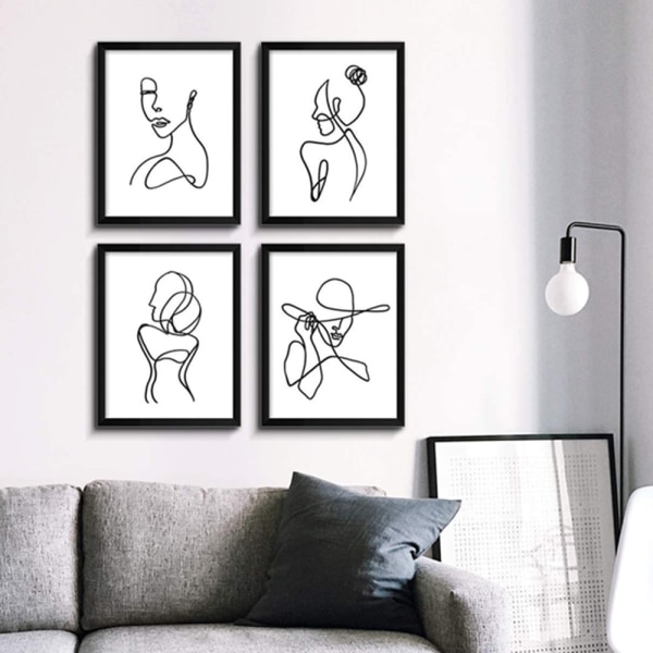 4 st roliga badrumsskyltar Canvas Prints och Posters Abstrakta linjer