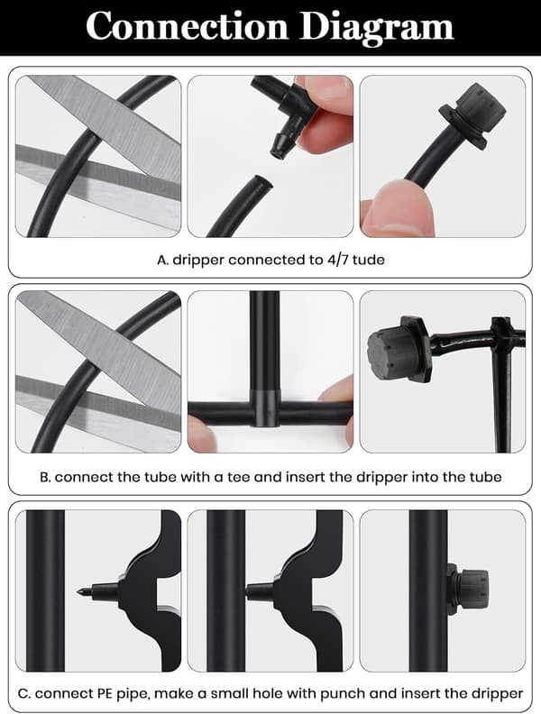 100 st justerbara bevattningsdroppar, 1/4'' droppbevattningssystem