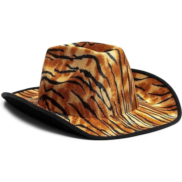 Sjov cowboyhat, fest cowboyhat i tigerprint (voksenstørrelse, Unis