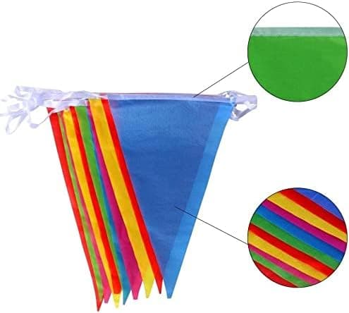 Flerfarget Vimpel Girlander Banner, 50M Polyester Stoff Dekorasjon
