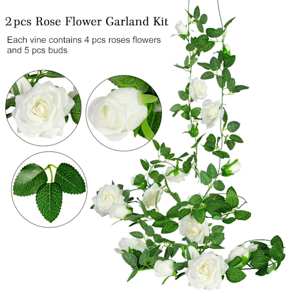 2 st konstgjorda blomstergirlander konstgjorda rosor blomstergirla