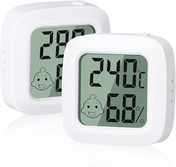 2 stk, Liten digitaltermometer hygrometer med høy presisjon, fo