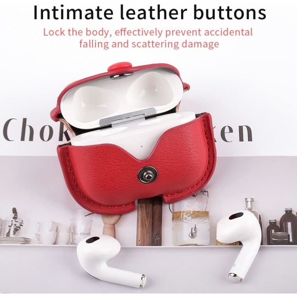 AirPods 3 3rd Generation Case Cover 2021 Läder med nyckelring, S