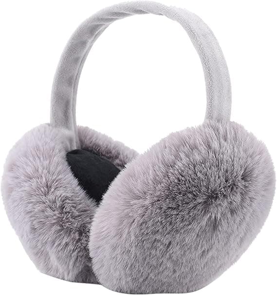 1 stk grå-sorte ørevarmere til kvinder vintertilbehør plys fluffy