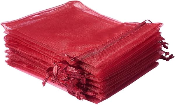 100 st Organza Presentpåsar, Mors Dag Presentpåsar, Mörk Röd, a