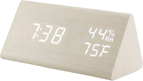 Elektronisk väckarklocka LED trä fuktighetsdisplay för hem säng