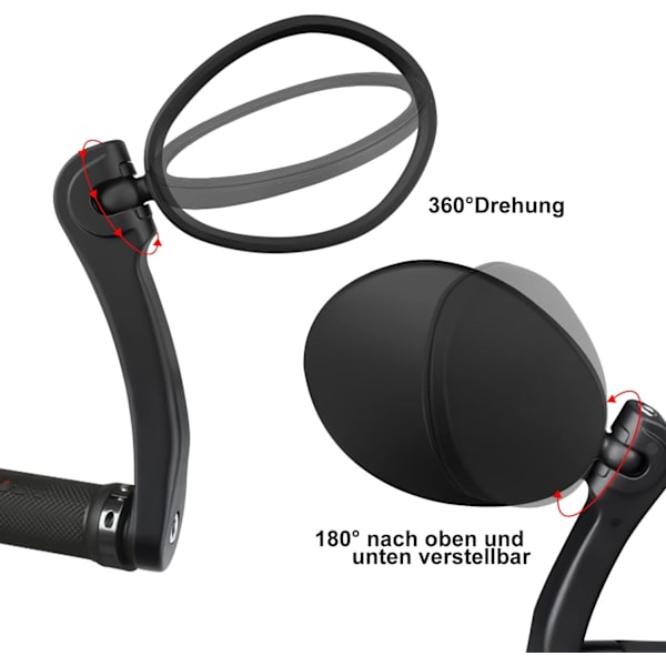Cykel Spejl, 360° Roterende Cykel Spejl til 16-22mm Styr, HD