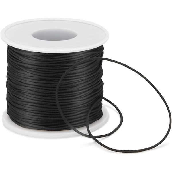 1mm sort elastisk snor, 50m elastisk snor til armbånd