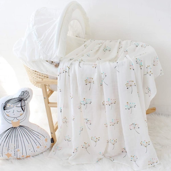 Babyfiltar | 'Maskrosdesign' Swaddle 120x120 cm Musseline B