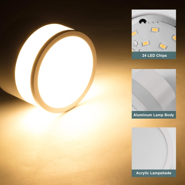 LED-spot til loft 12W 3000K Rund Hvid Varm Hvid Loft L