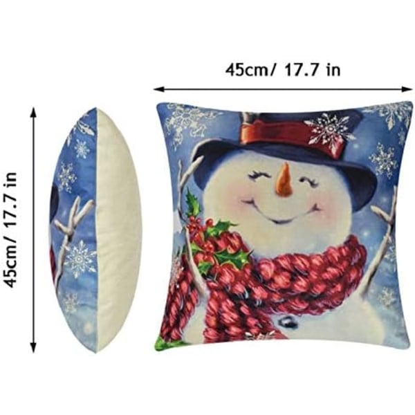 4pcs（G）Christmas Pillowcase Cotton Linen Cushion Covers Cute Cart