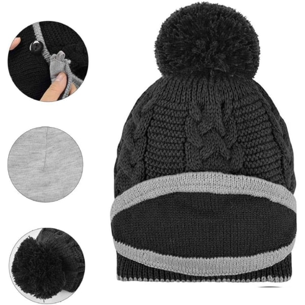 Ensemble bonnet, chapeau noir, écharpe, gants chauds, bonnet et é