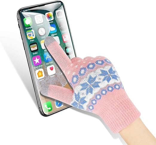 Vinter touchscreen-hansker med varmt, mykt fôr og elastiske mansjetter for kvinner (rosa)