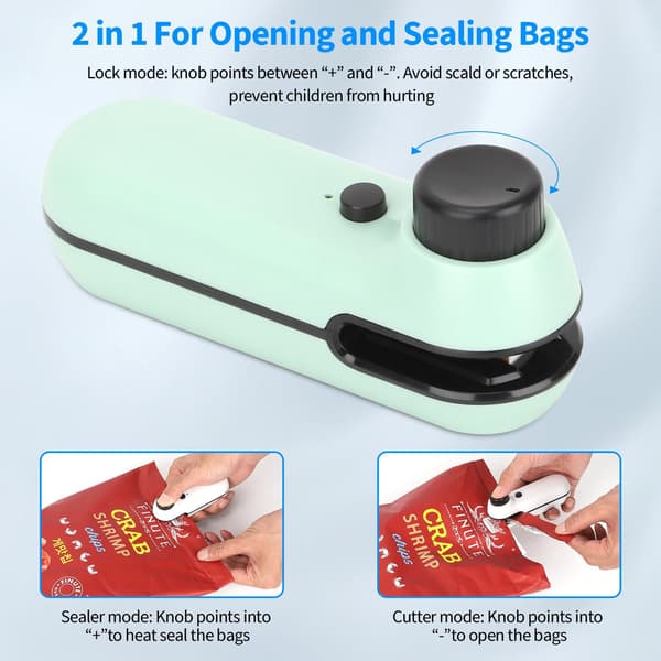 Mini Sealer, 2 i 1 Mini Pose Sealer Pose Sealer med Skær