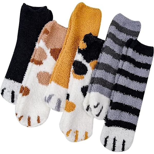 6 par luddiga sängsockor för kvinnor, mysiga och fluffiga vintersockor