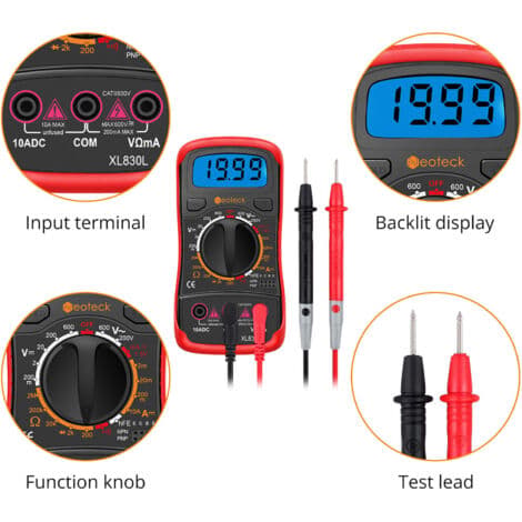 Digitalt multimeter til Ohm AC/DC spændingstest med LCD-baggrundsbelysning