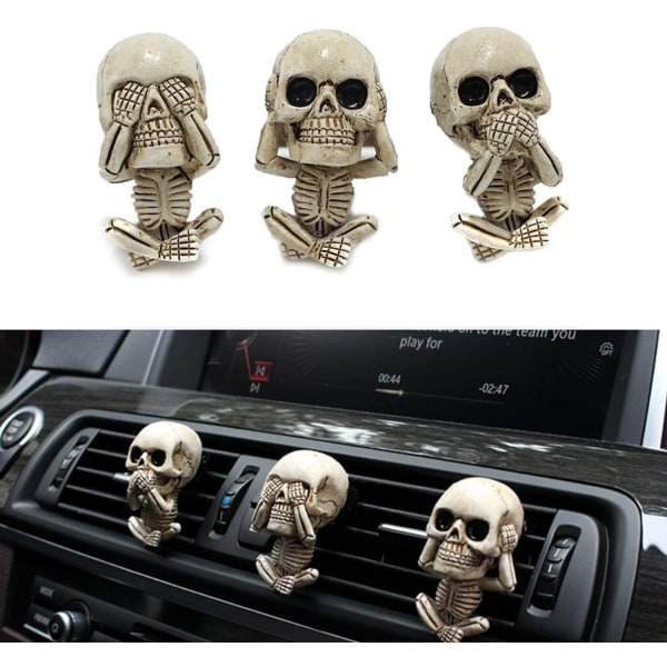 (3 Pack) Car Air Freshener Clip, Car Vent Decoration, Skull Car I