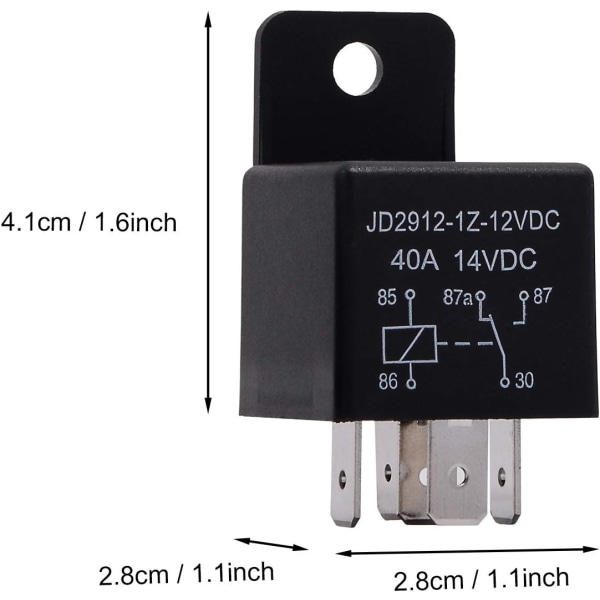 2 kpl rele 12V 40A 5-napainen Spdt, malli nro: JD2912-1Z-12VDC 40A