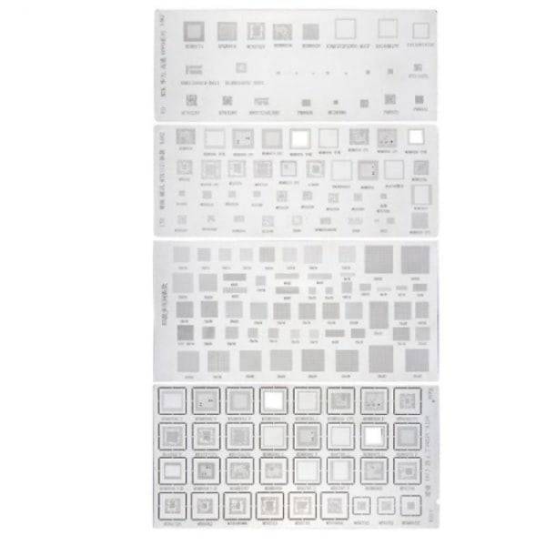 4 stk. Universal Bga Stencil Til Mtk Msm Ipad Cpu Ram Pm Power Ic R